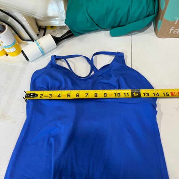Athleta Cross Strap Tankini Swim Top  Blue SIZE Small #578174 - Picture 7 of 8